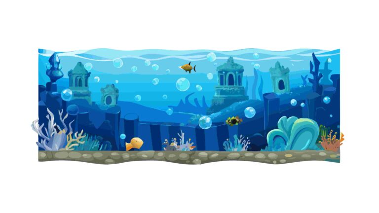 Vibrant Ocean Floor with Diverse Coral & Marine Life, vector design Generative AI