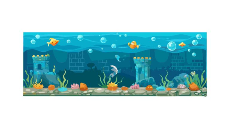 Lively Coral Reef with School of Fish Underwater Scene, vector design Generative AI