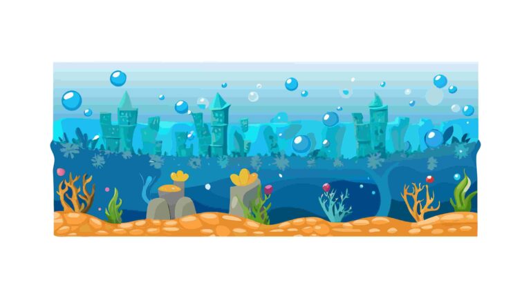 Colorful Coral Reefs & Exotic Fish Underwater World, vector design Generative AI