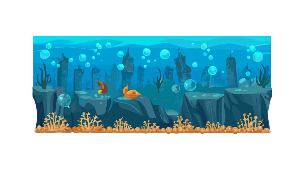 Shipwreck on Ocean Floor with Marine Life Scene, vector design Generative AI