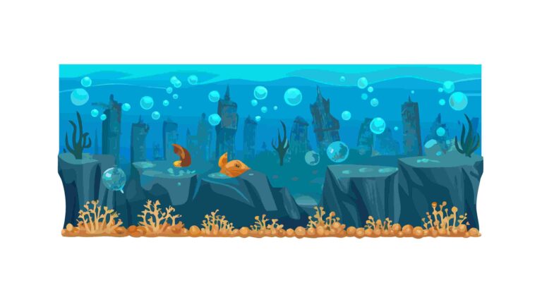 Shipwreck on Ocean Floor with Marine Life Scene, vector design Generative AI