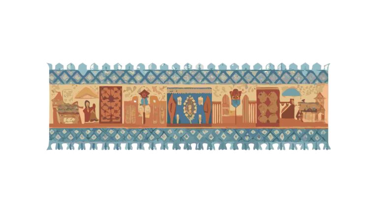 Stylized Viking Longship & Runes Cultural Border, vector design Generative AI