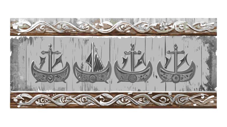 Old Wooden Ship with Anchors & Nautical Rope Border, vector design Generative AI