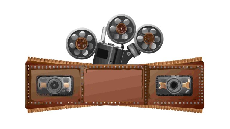 Old Film Reel & Cinema Projector Media Header Design, vector design Generative AI
