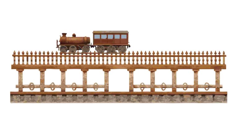 Classic Wooden Train on Railway Tracks Border Design, vector design Generative AI