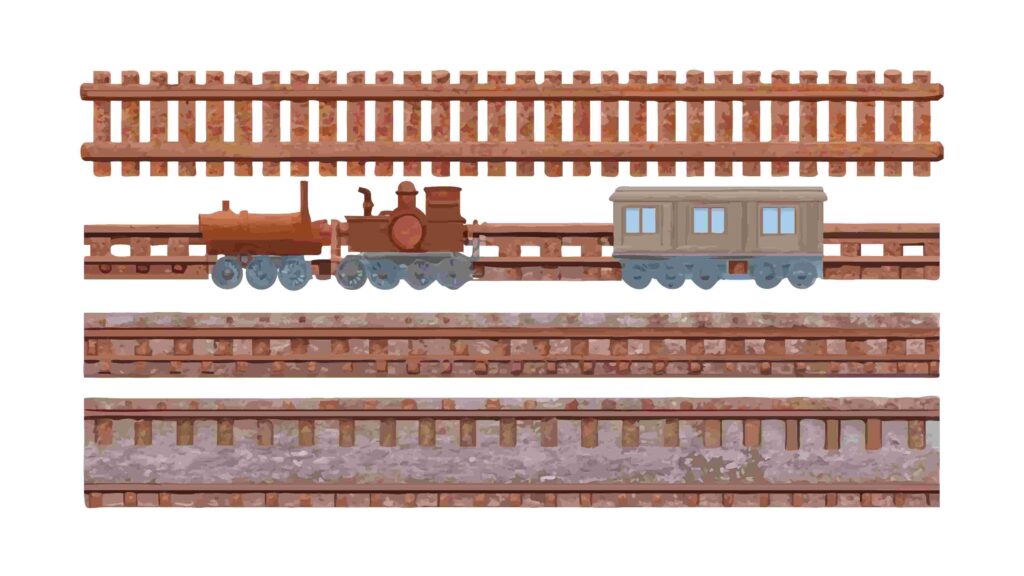 Detailed Wooden Railway Tracks & Sleepers Border, vector design Generative AI