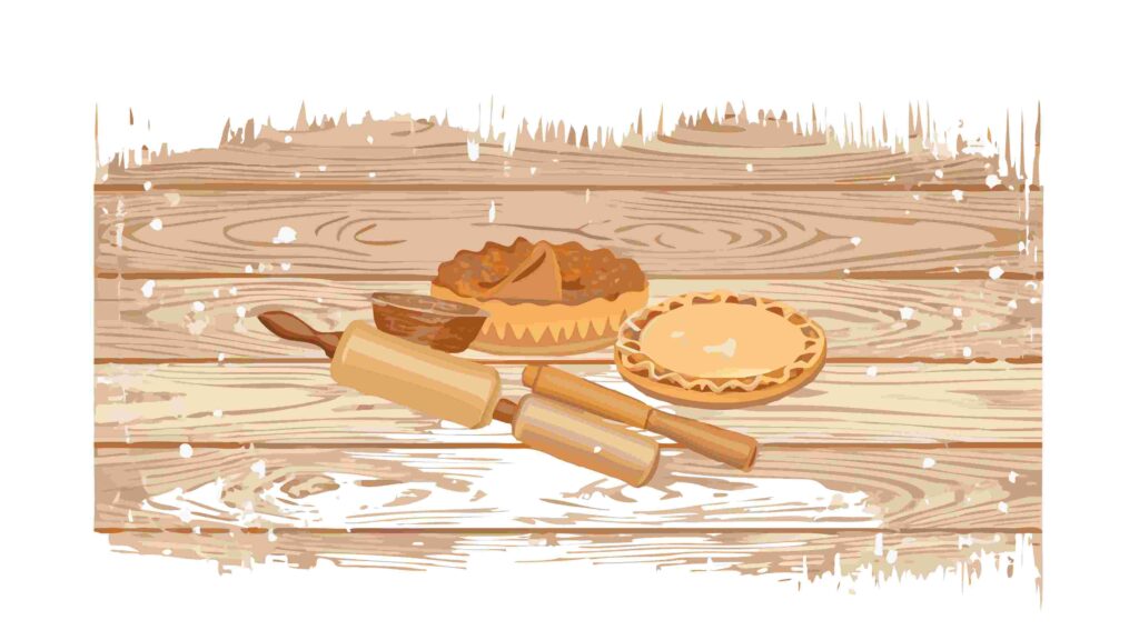 Rustic Baking Scene with Pie and Rolling Pin Border, vector design Generative AI