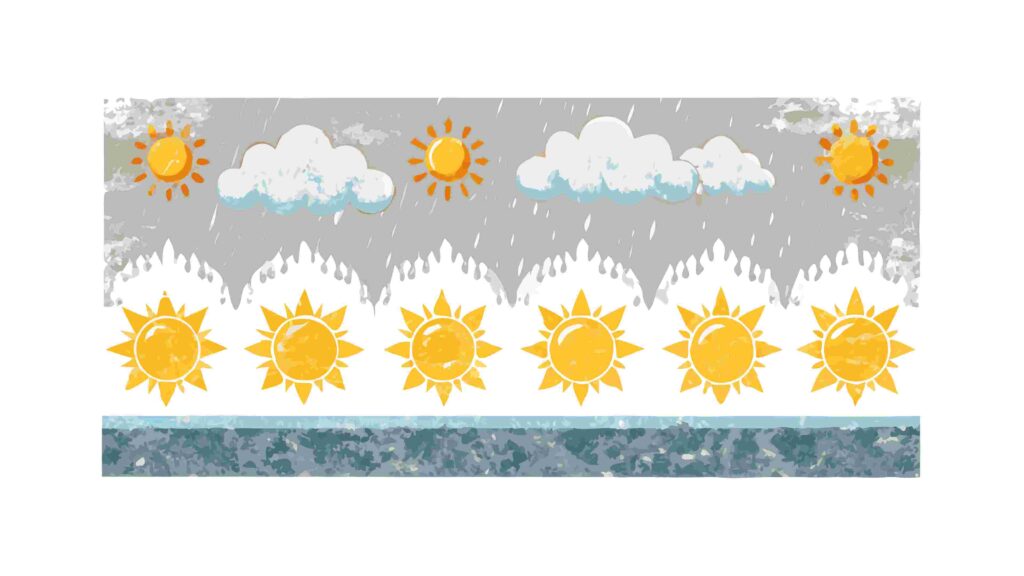 Sunny Sky with Clouds & Stars Weather Border, vector design Generative AI