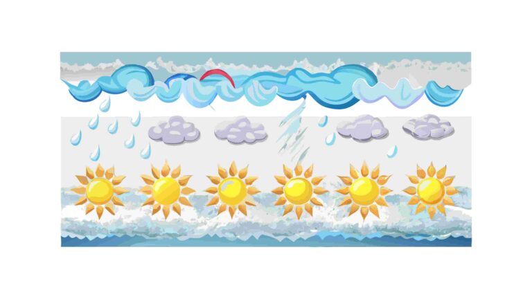 Mixed Weather Conditions with Rain, Clouds & Sun, vector design Generative AI