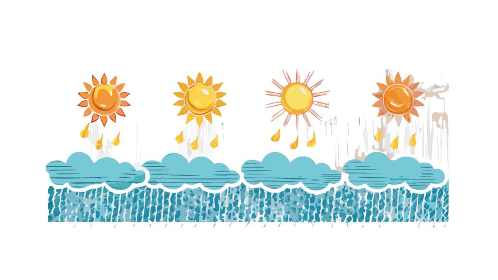 Bright Sunny Day with Clouds & Waves Border Design, vector design Generative AI