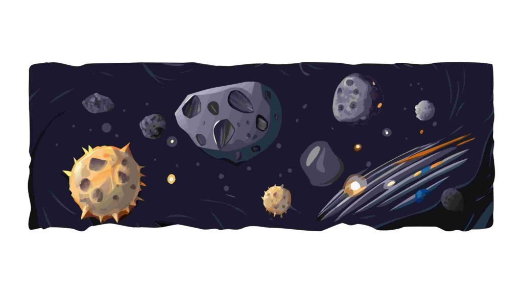 Mysterious Cosmic Space with Asteroids & Planets Scene, vector design Generative AI