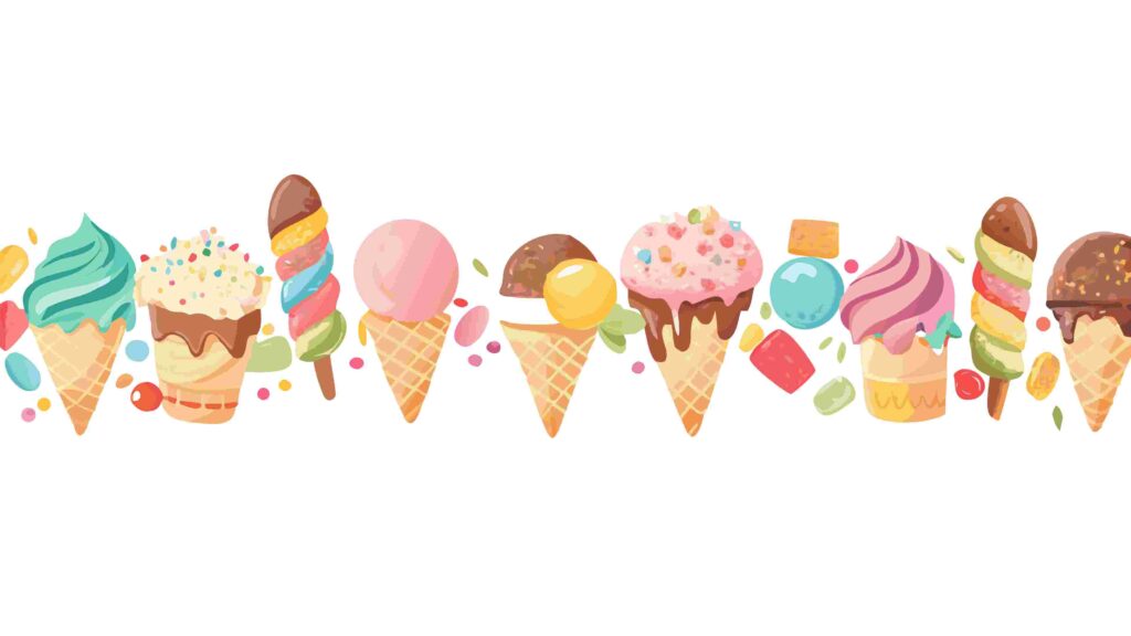 Assorted Vibrant Ice Cream Cones Line Art Vector Design, vector design Generative AI