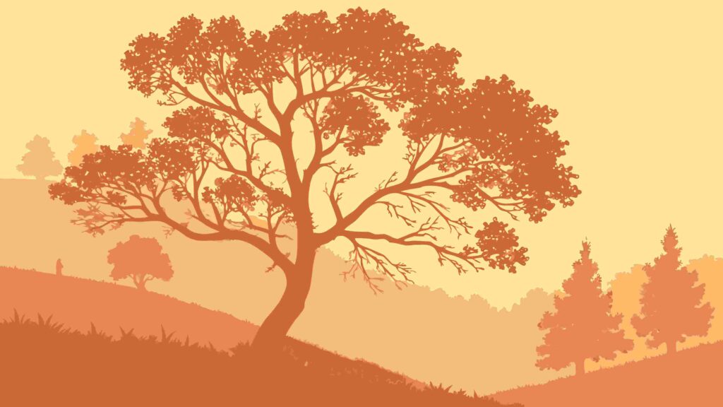 Scenic Countryside Landscape with Distant Hills Vector, vector design Generative AI