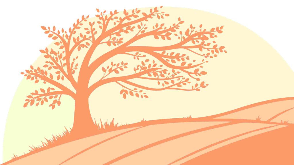 Distant Tree in Tranquil Gradient Landscape Vector, vector design Generative AI