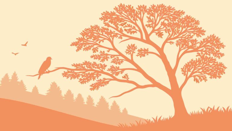 Rustic Autumn Hillside with Lone Tree and Sunflower, vector design Generative AI