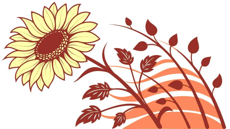 Vibrant Sunflower and Blowing Leaves Vector Art, vector design Generative AI