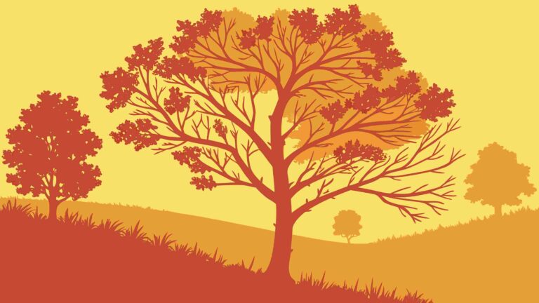 Autumn Forest Scene with Lone Tree Vector Landscape, vector design Generative AI