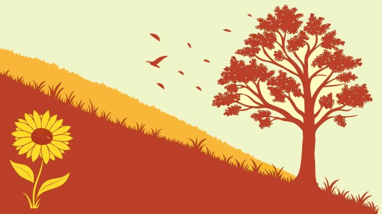 Vibrant Autumn Landscape with Scenic Trees Vector, vector design Generative AI