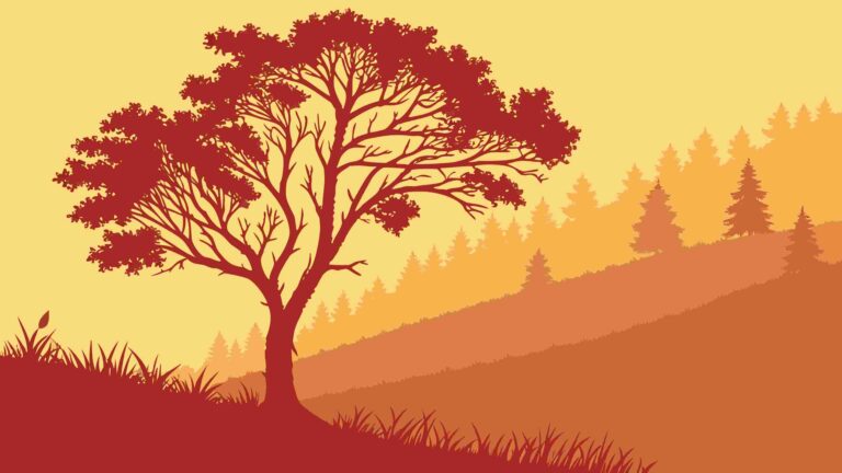 Scenic Autumn Landscape with Warm-Toned Trees Vector, vector design Generative AI
