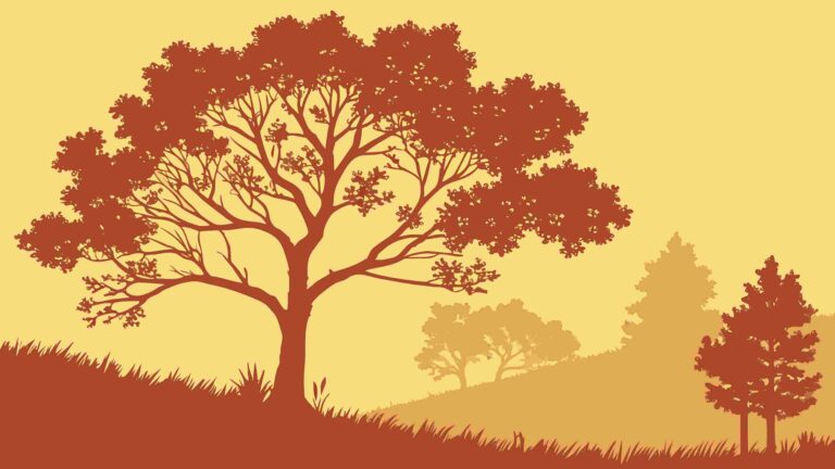 Scenic Forest Hillside with Solitary Tree Vector, vector design Generative AI