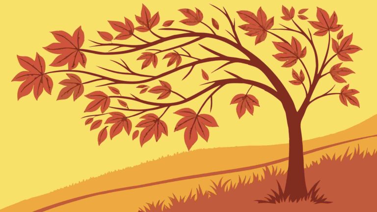 Rustic Autumn Tree with Flowing Leaves Vector Art, vector design Generative AI