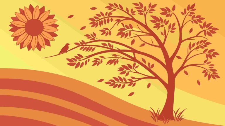 Tranquil Autumn Forest Scene with Rolling Hills Vector, vector design Generative AI