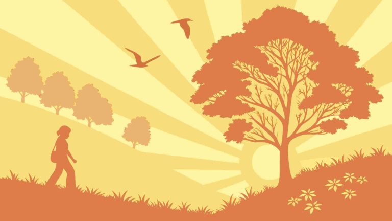 Rustic Landscape with Sun and Trees Vector Art, vector design Generative AI