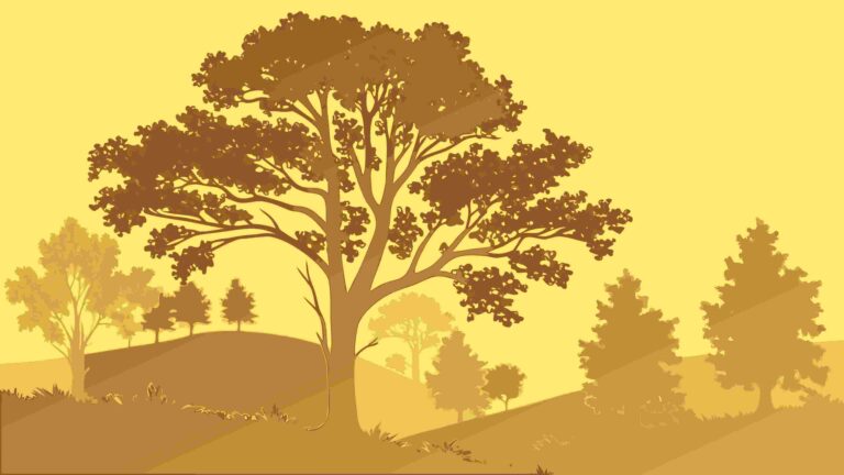 Warm Golden Hues Landscape with Solitary Tree, vector design Generative AI