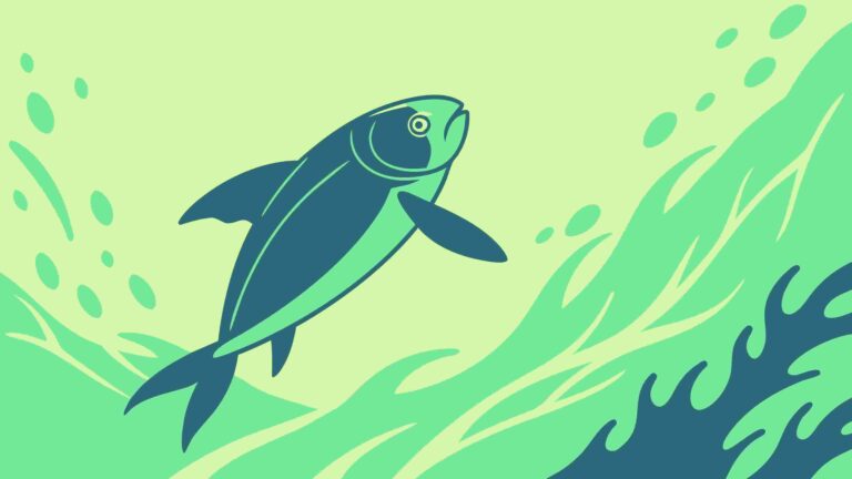 Dynamic Fish Silhouette in Stylized Water Vector, vector design Generative AI