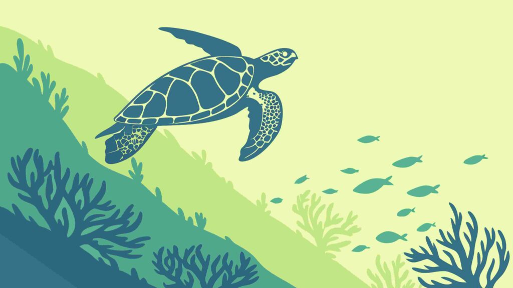 Underwater Sea Turtle in Ocean Environment Vector, vector design Generative AI