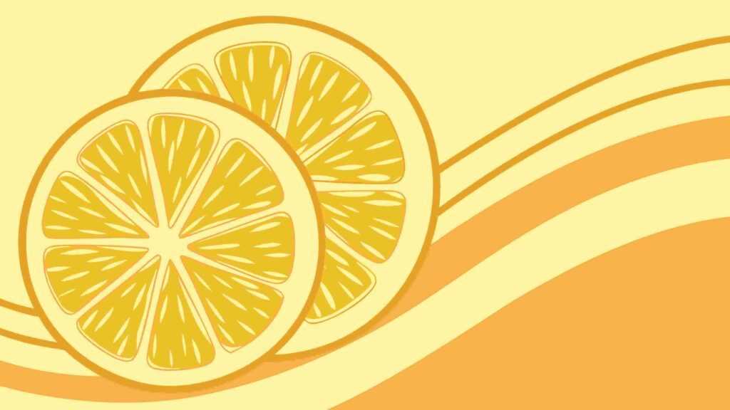 Lemon Slices with Abstract Orange Gradient Background, vector design Generative AI
