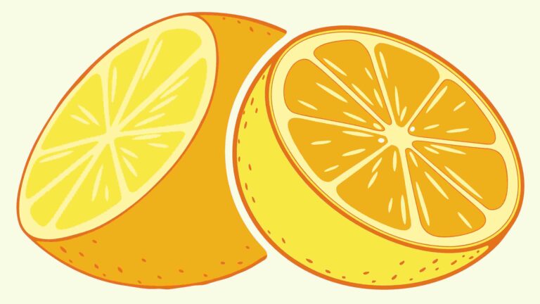 Two Fresh Lemon Slices on Striped Background, vector design Generative AI