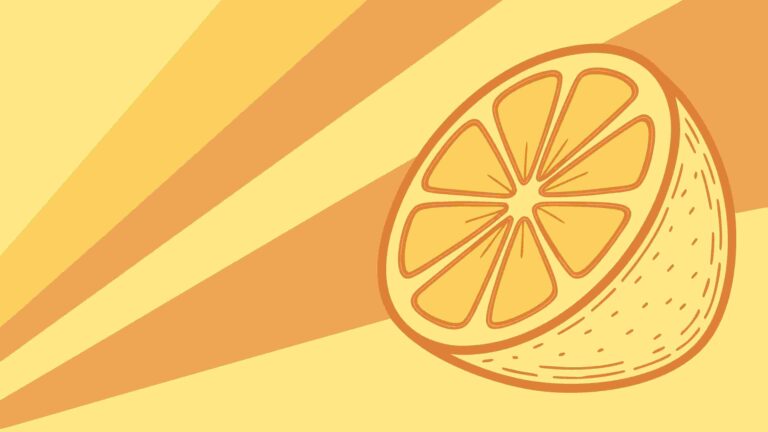 Detailed Lemon Slice with Outline on Striped Background, vector design Generative AI