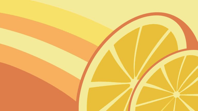 Citrus Slices on Abstract Curved Orange Background, vector design Generative AI