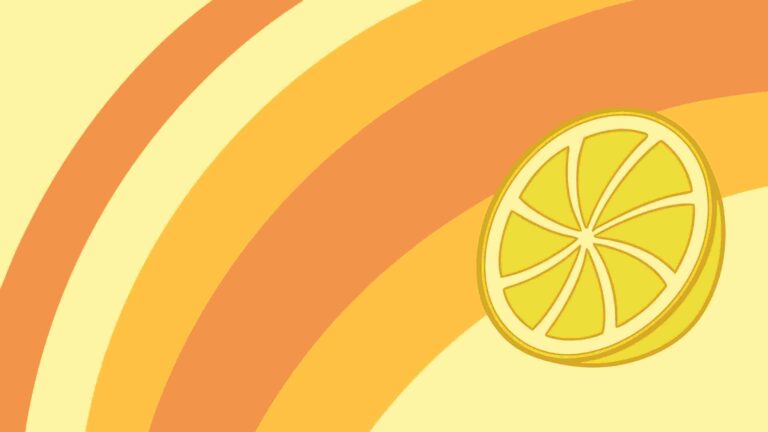 Abstract Lemon Slice on Curved Orange Striped Background, vector design Generative AI