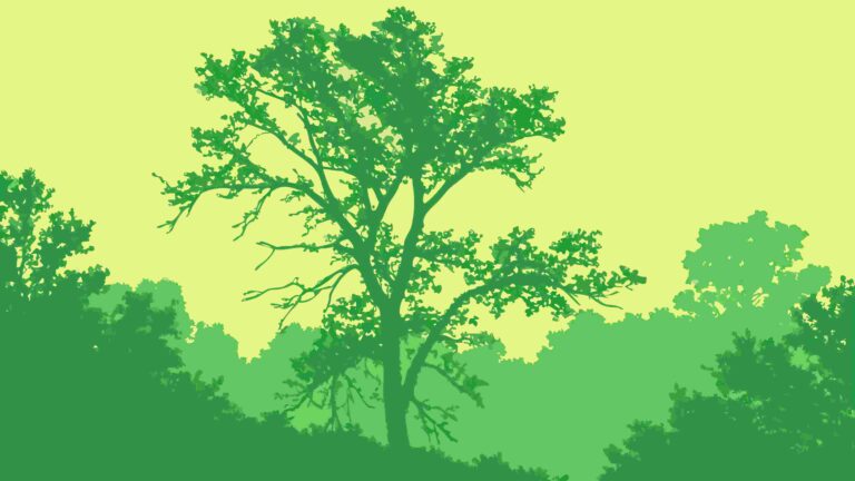 Dense Forest Landscape Silhouette with Lush Green Trees, Nature Scene, vector design Generative AI