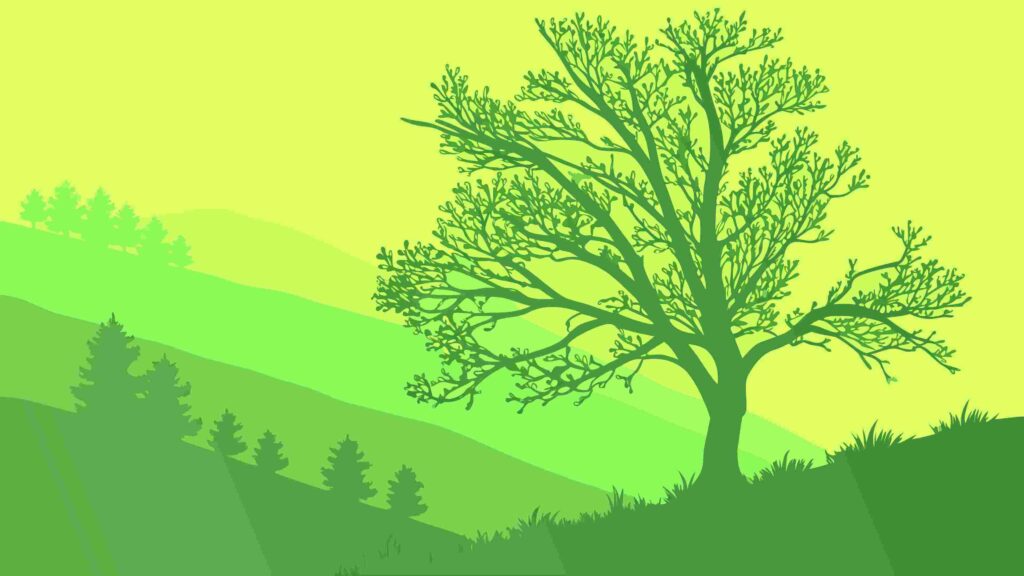 Stylized Tree Silhouette in Green Tones, Nature's Grace Vector Art, vector design Generative AI