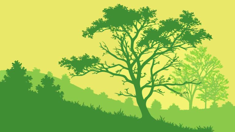 Abstract Tree with Red Branches in a Minimalist Landscape, Artistic Design, vector design Generative AI