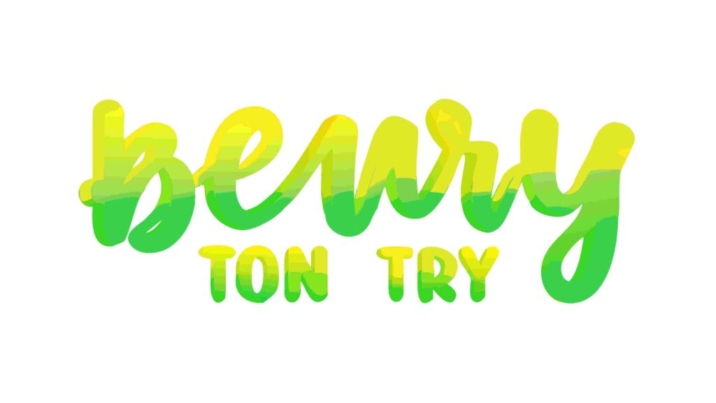 BERRY TON TRY Creative Typography with Playful Green Letters, vector design Generative AI