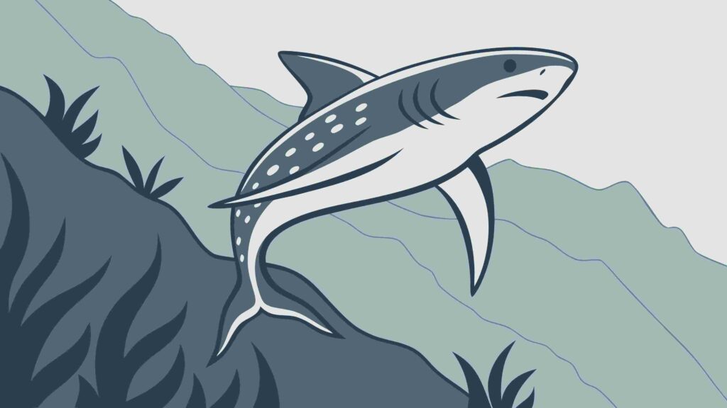 Dynamic Shark Leaping from Water, Marine Wildlife Vector Illustration, vector design Generative AI