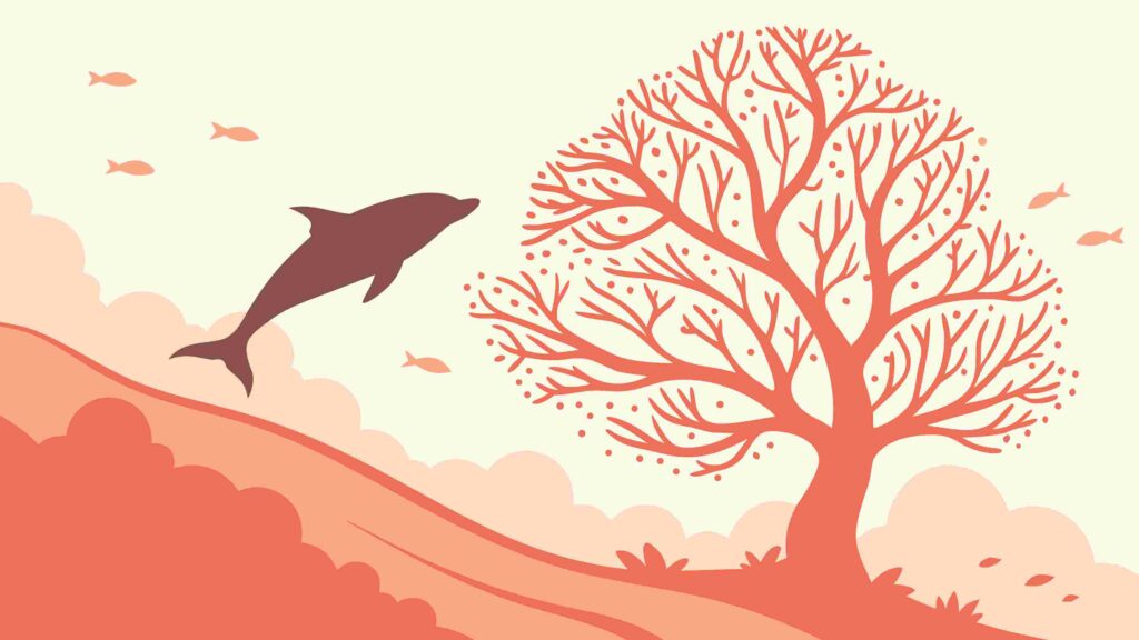 Abstract Barren Tree in Warm Autumn Landscape, Artistic Vector Scene, vector design Generative AI