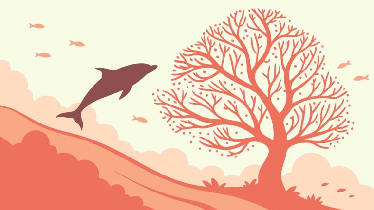 Abstract Barren Tree in Warm Autumn Landscape, Artistic Vector Scene, vector design Generative AI