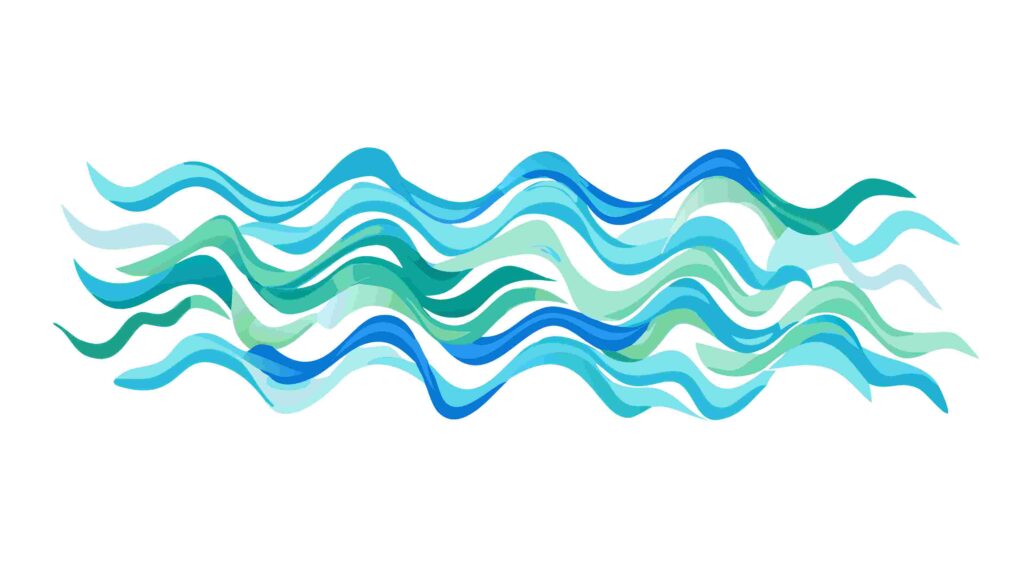 Blue and Green Wavy Lines Pattern, Ocean Waves Vector Graphic, vector design Generative AI