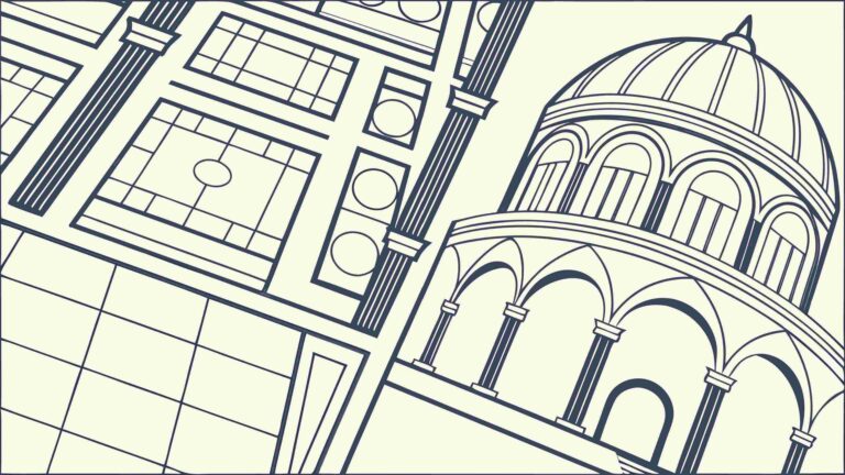 Detailed Architectural Blueprint of a Classical Building, Engineering Art, vector design Generative AI