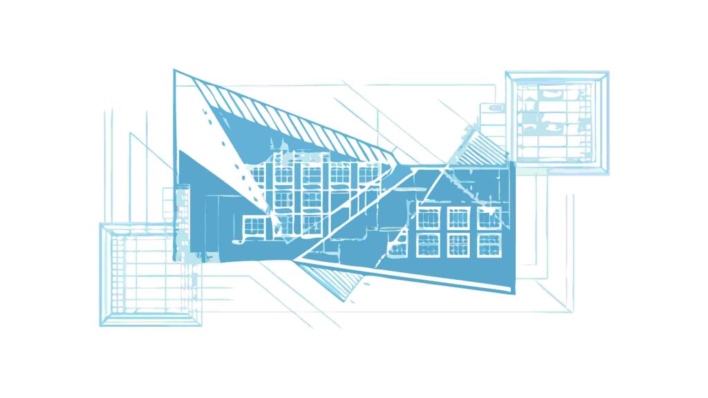 Abstract Digital Architectural Blueprint, Futuristic Technology Design, vector design Generative AI