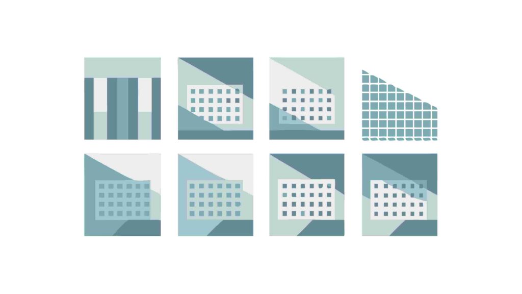 Abstract Grid Buildings or Windows, Urban Design Pattern Vector, vector design Generative AI