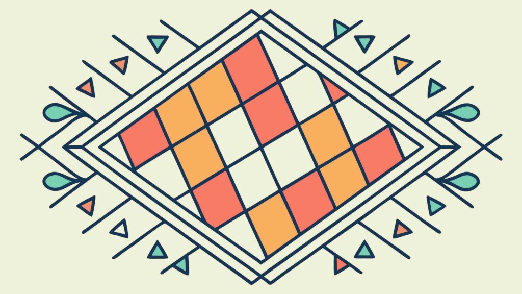 Symmetrical Geometric Decorative Pattern, Traditional Textile Inspired Vector, vector design Generative AI