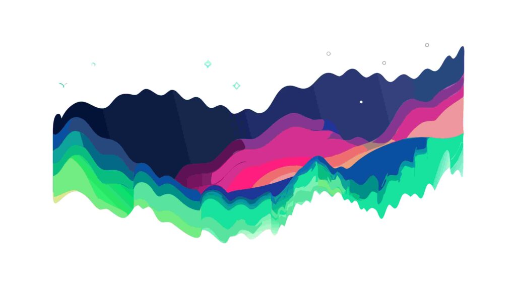 Abstract Colorful Wavy Lines Landscape, Dynamic Artistic Vector, vector design Generative AI