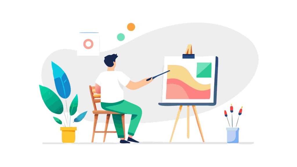 Inspired Artist Painting a Landscape, Creative Arts Vector Illustration, vector design Generative AI