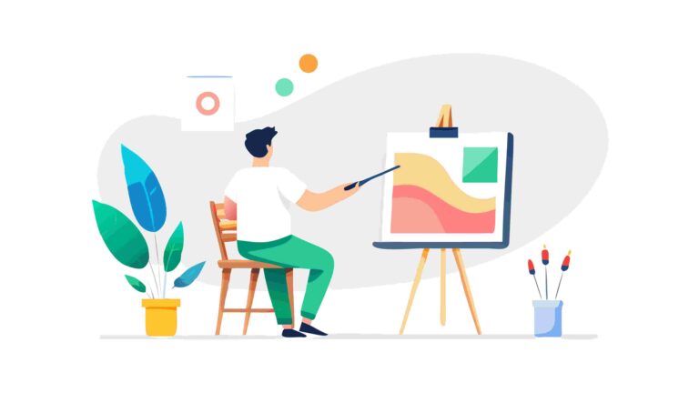 Inspired Artist Painting a Landscape, Creative Arts Vector Illustration, vector design Generative AI
